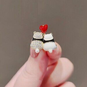 Macy's Gemstone Panda Brooch